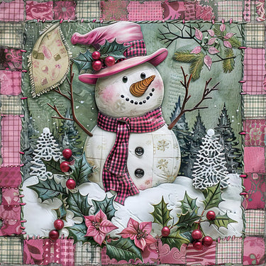 Pink Snowman Sign, DCO-102207, Sign For Wreath, 10x10in Metal Sign